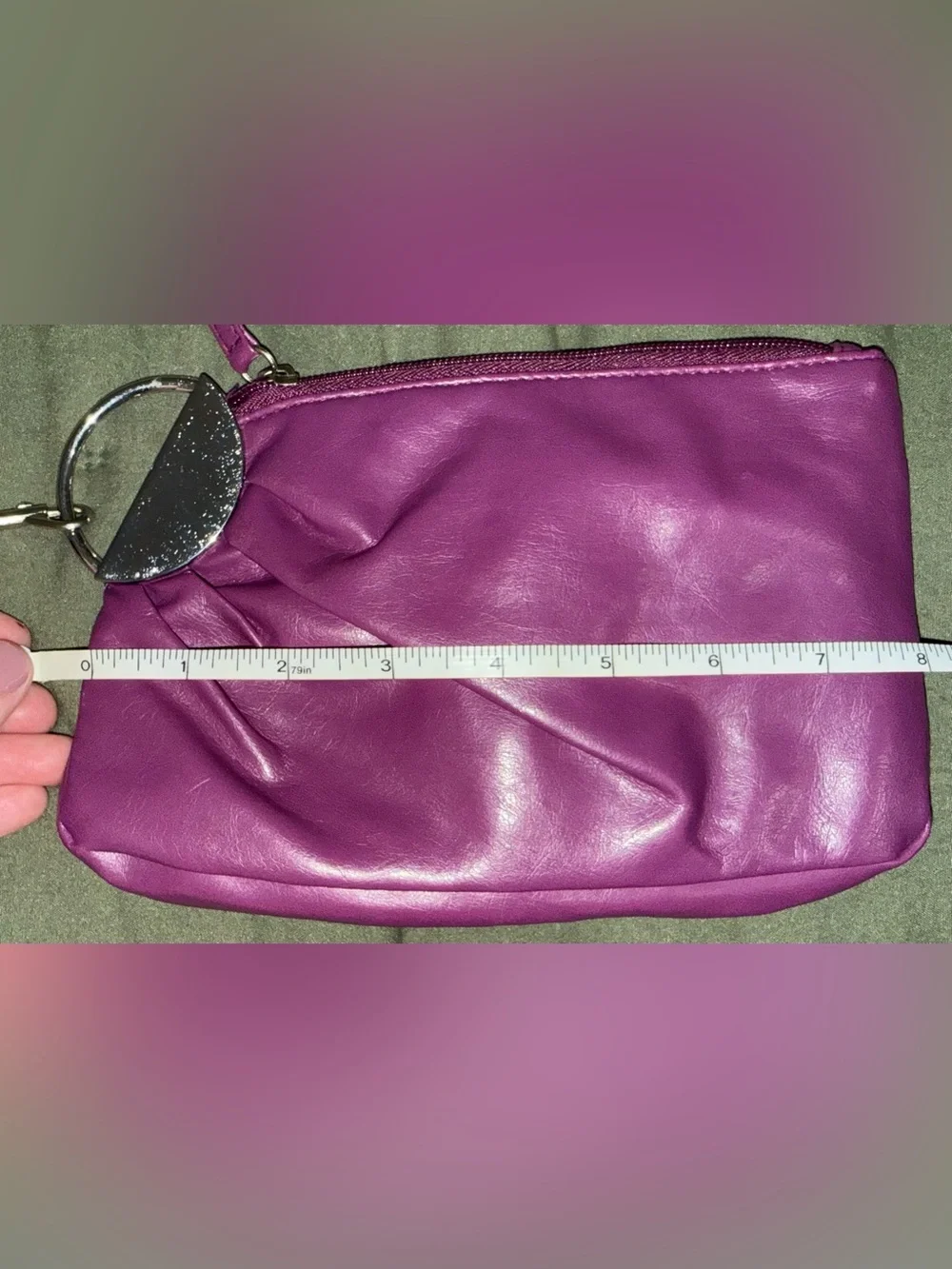 Lulu nyc Vibrant Fuchsia Wristlet Clutch with Decorative Silver Ring